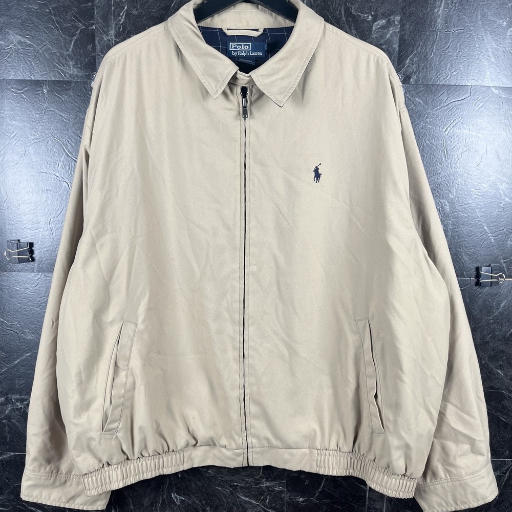 Polo Ralph Lauren Men's Beige Bi Packable Harrington Jacket 2XL -Flaws